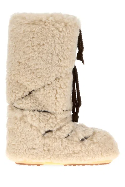 Moon Boot Ivory Eco Fur Icon Boots In Neutral