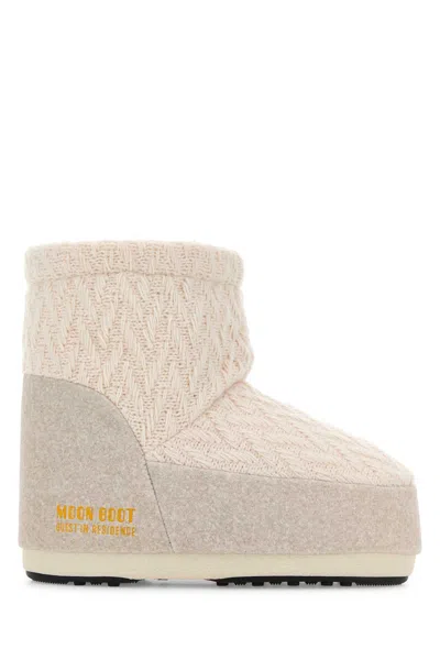 Moon Boot Ivory Fabric  X Guest In Residence Icon Low Ankle Boots In Neutral