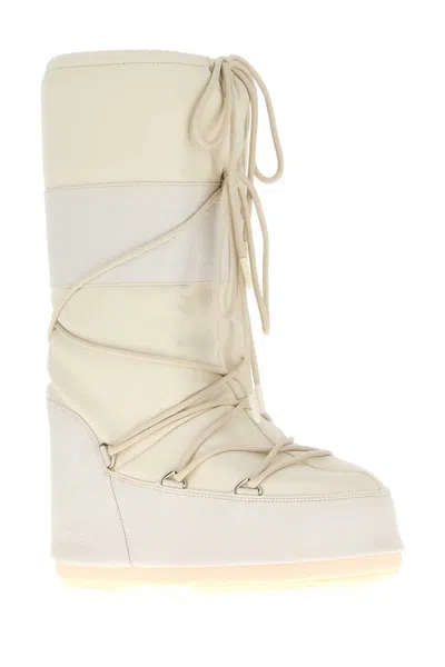Moon Boot Ivory Rubber Icon Boots In Neutral