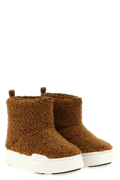 Moon Boot 'jr Spark Tube Mid Fleece' Ankle Boots In Braun
