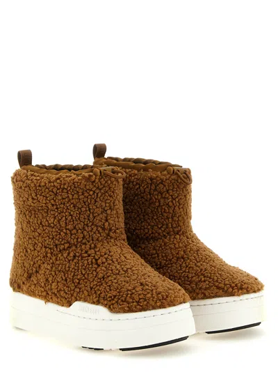 Moon Boot Mini Spark Tube Mid Teddy Boot In Brown