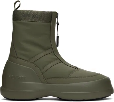 Moon Boot Khaki Luna Zip Boots In M006 - Khaki