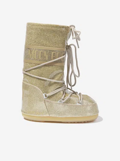 Moon Boot Icon Logo-print Glitter Knee Boots In Pink