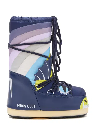 Moon Boot Kids Icon Junior Dragon Boots In Blue