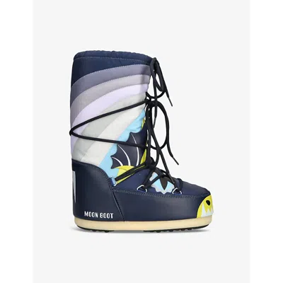 Moon Boot Lue Other Kids's Icon Junior Dragon Woven Boots Eur 31 / 12.5 Uk In Blue Other