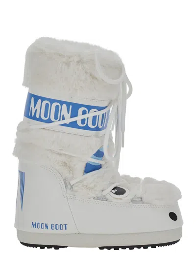 Moon Boot Kids Icon Little Yeti Mini-style Warm Lined Non-slip Boots For Baby Girls In White