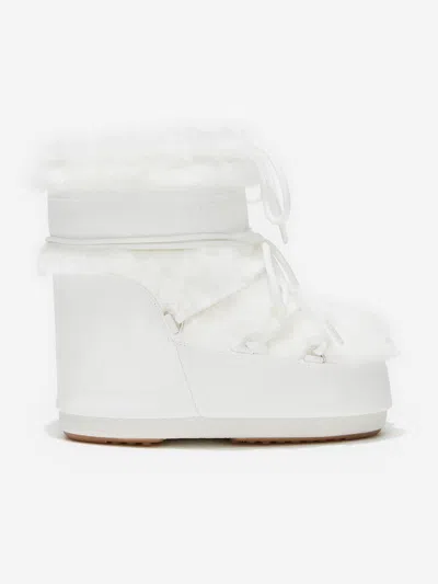 Moon Boot Kids Icon Low Faux Fur Boots In White