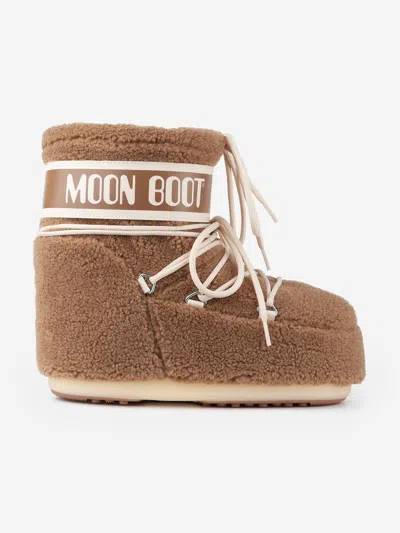 Moon Boot Kids Icon Low Fleece Boots In Brown