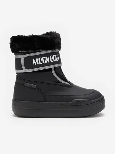 Moon Boot Kids Jr Park Strap Boots In Black