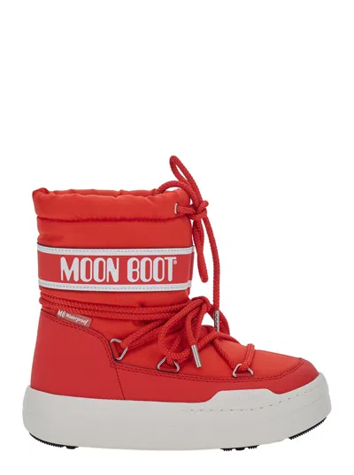 Moon Boot Kids Junior Mini Park Ankle Boot With Non-slip Sole In Red