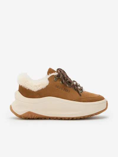 Moon Boot Kids Moon247 City Shearling Trainers In Brown