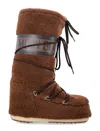 Moon Boot Faux Shearling Lace-up Winter Boots In Brown