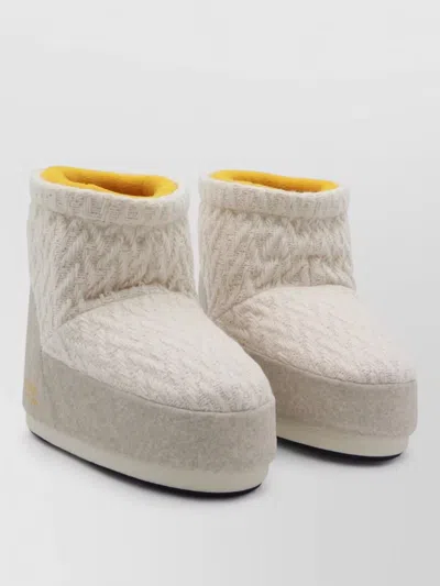 Moon Boot Knit Texture Ankle Boots Modern Design