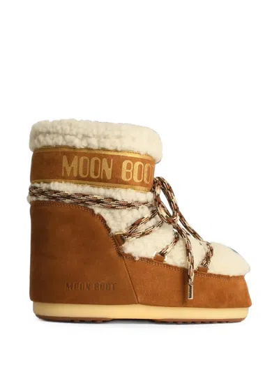 MOON BOOT LAB69 ICON LOW BROWN SHEARLING BOOTS