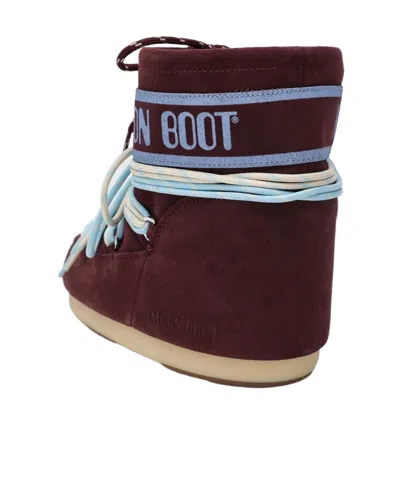 Moon Boot Icon Low Burgundy Suede Boot In Brown