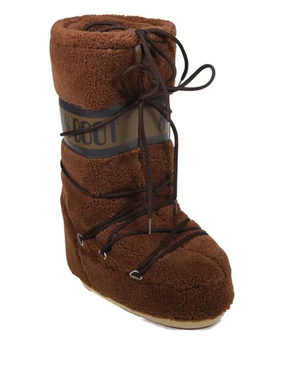 Moon Boot Lace-up Faux-fur Boots In Brown