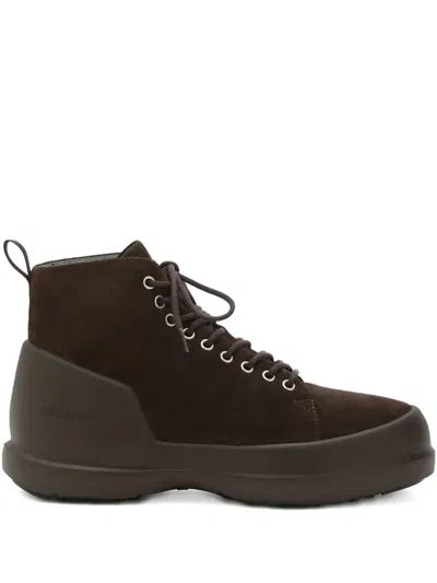 Moon Boot Lace-up Hiking Boots In Brown