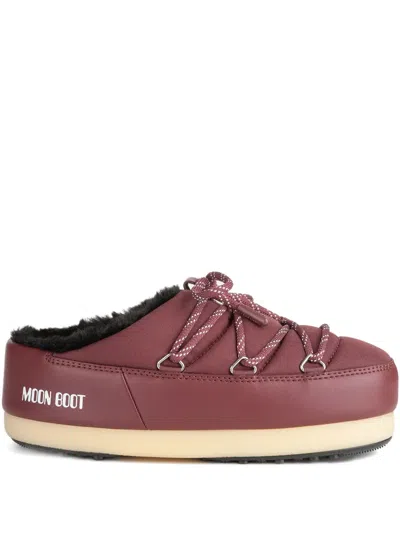 Moon Boot Lace-up Mule Boots In Red