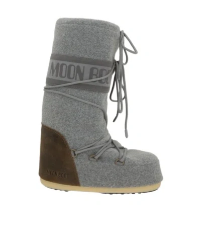 Moon Boot Lace-up Boots In Gray