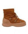 Moon Boot Luna Brown Ankle Boots With Laces In Suede And Tech Fabric Woman In Brown