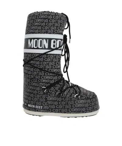 Moon Boot Lacing Snow Boots In Black