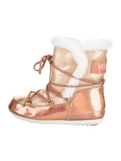 Pre-owned Moon Boot Leather Colorblock Pattern Lace-up Boots