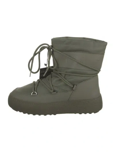 Pre-owned Moon Boot Leather Lace-up Boots In Green
