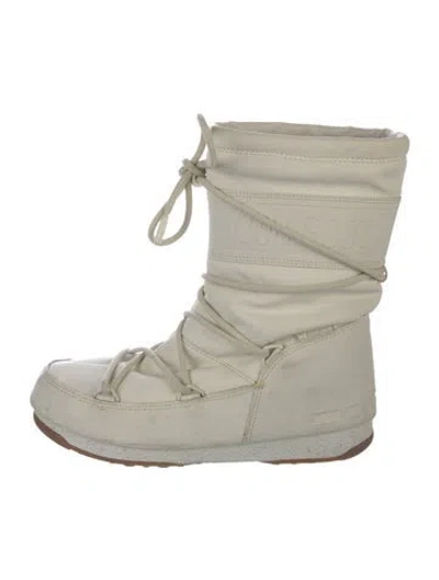 Pre-owned Moon Boot Leather Lace-up Boots In Neutral