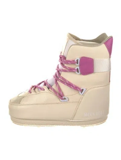 Pre-owned Moon Boot Leather Lace-up Boots In Neutral