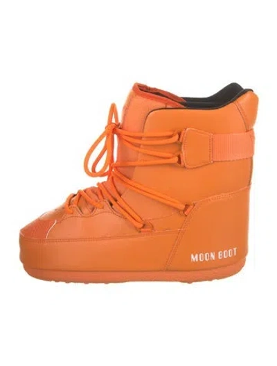 Pre-owned Moon Boot Leather Lace-up Boots In Orange