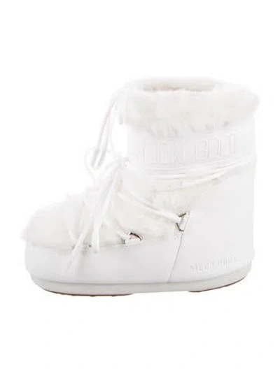 Pre-owned Moon Boot Leather Lace-up Boots In White