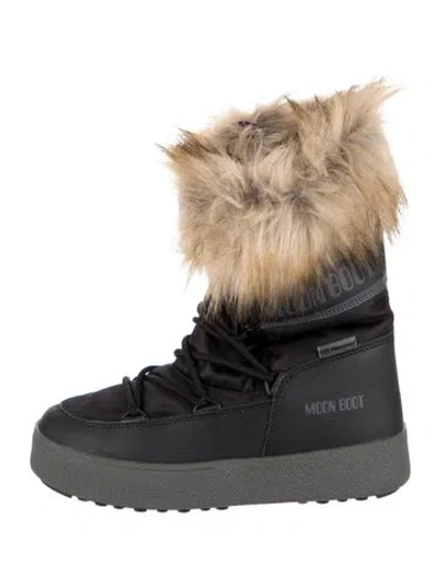 Pre-owned Moon Boot Leather Snow Boots In Black