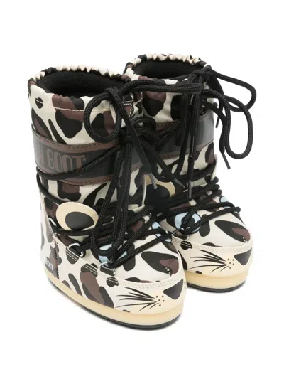 Moon Boot Kids' Leopard-design Snow Boot In Neutral