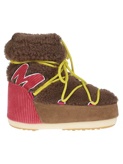 Moon Boot Light Patch Shearling In Brown