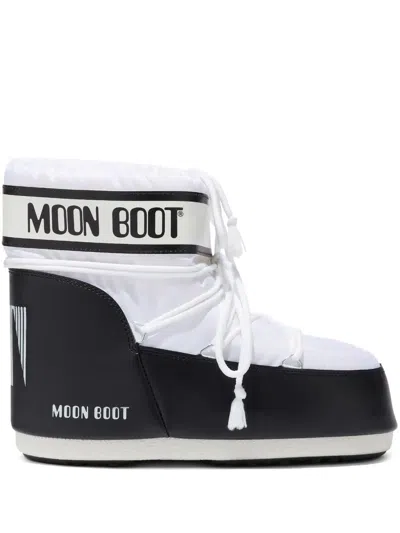 Moon Boot Two-tone Nylon And Synthetic Leather Icon Low Ankle Boots In Black