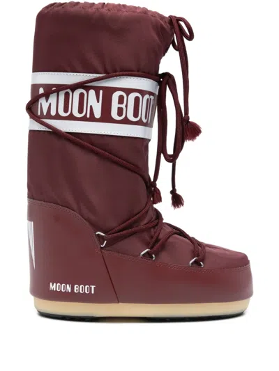 Moon Boot Icon Padded Nylon Mid-calf Snow Boots In Burgundy