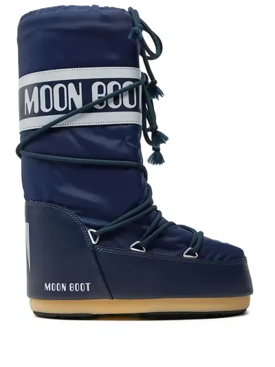 Moon Boot Logo-print Drawstring Boots In Blue
