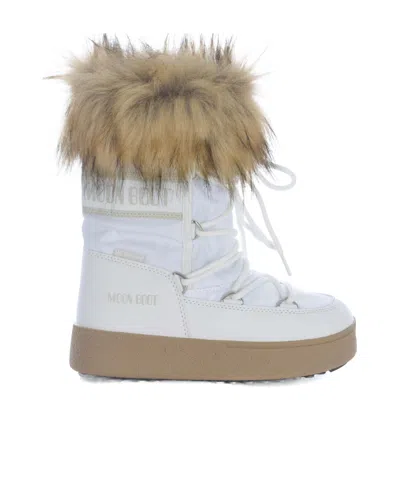 Moon Boot Logo-print Faux-fur Boots In White