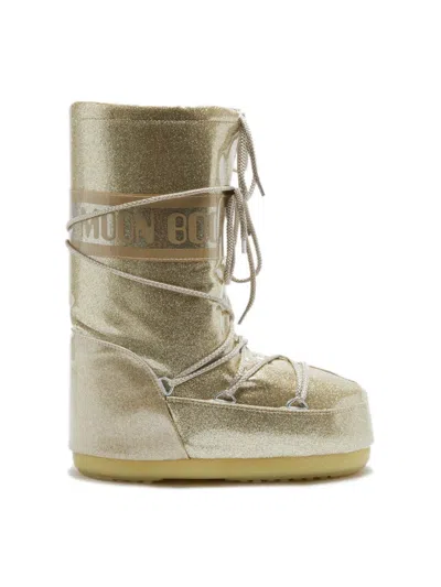Moon Boot Kids' Logo-print Glitter-detailing Boots In Gold
