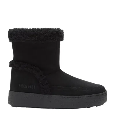 Moon Boot Logo Printed Ankle Boots In Black
