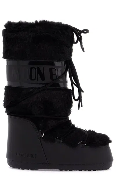 Moon Boot Logo Printed Lace-up Snow Boots In Black