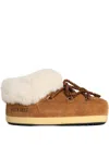 Moon Boot Logo Tubular Laces Slippers In Brown
