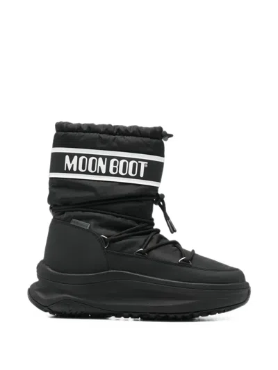 Moon Boot Logo-print Lace-up Boots In Black