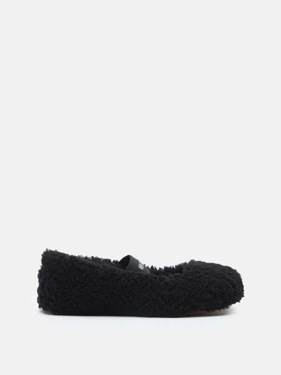 Moon Boot Mb Shearling Ballet Flats In Black Shearling