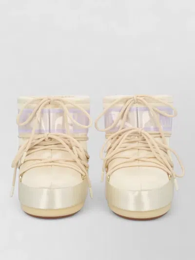 Moon Boot Low Ankle Boots Flat Sole Round Toe In Neutral