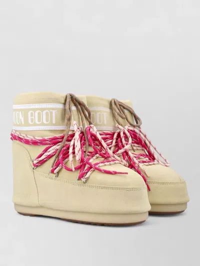 Moon Boot Low Suede Lace Up Ankle Round Toe Shoes In Blue