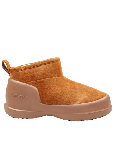 Moon Boot Low-top Suede Half-, Cognac In Brown