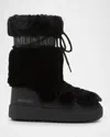 Moon Boot Boot "ltrack High Faux-fur" In Black