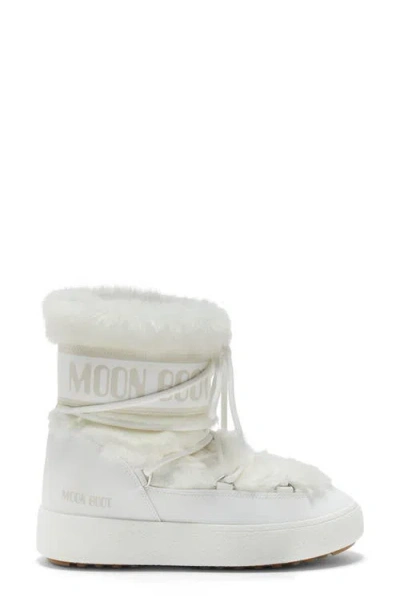 Moon Boot Ltrack Monaco Faux Fur-trimmed Shell And Faux Leather Snow Boots In White