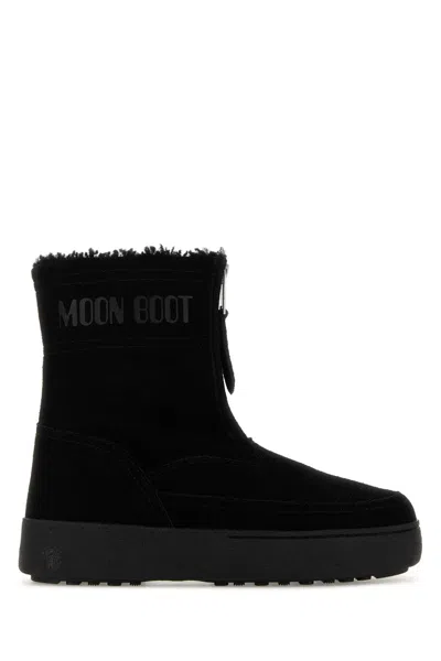 Moon Boot Ltrack Lara Suede Shearling Ankle Boots In Black